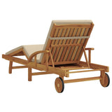 Sun Lounger Reclining Beige 200 x 67 x 84cm Solid Acacia wood 4105529