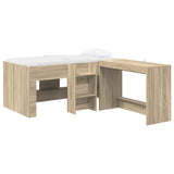 Kids'High Bed Frame with Desk 2 pcs Sonoma Oak Engineered Wood 3423464
