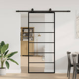 Sliding Door with Hardware Set Black 90x205 cm ESG Glass 3375788