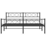Metal Bed Frame without Mattress with Footboard Black 180x200cm 372299