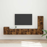 TV Cabinet Set Wall-mounted 3 pcs Smoked Oak Engineered Wood 3409020