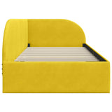 Corner Bed Frame with Headboard Yellow 90 x 200 cm Velvet 42016652