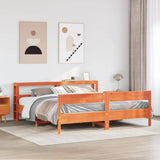 Bed Frame without Mattress Wax Brown 200x200 cm Solid Wood Pine 3306176