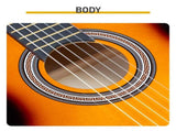 39 Inch Basswood Classical Folk Guitar Sunset Color including gig bag, spare strings, picks, capo, 59787585
