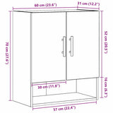 Wall-mounted Cabinet Black Oak 60 x 31 x 70 cm Engineered Wood 862942