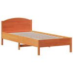ZNTS Bookcase Bed without Mattress Wax Brown 90x190cm Single Solid Wood Pine 3323088