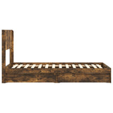 Bed Frame with Storage and Headboard Smoked Oak 100 x 200 cm 3414411