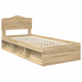 Bed Frame with Headboard Sonoma Oak 75 x 190 cm Solid Pine Wood 3412963