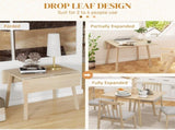 Solid Wood Folding Dining Table, Drop Leaf Table for 2-4 People, Rectangle Kitchen Table for Small T3398P342964
