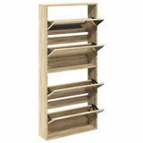 Shoe Cabinet 4-Layer Mirror Oak 63x17x134 cm 273935