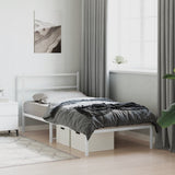 Metal Bed Frame without Mattress with Headboard White 107x203cm 355410