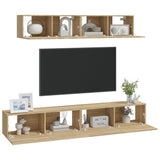 4 Piece TV Cabinet Set Sonoma Oak Engineered Wood 3114528