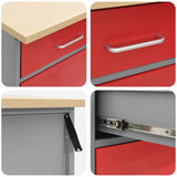 Work Cabinet with Drawer 10 pcs Red Engineered Wood and Steel 3321473