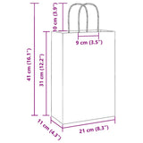 Paper Bags 250 pcs with Handles White 21x11x31 cm 4101616