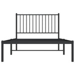 ZNTS Metal Bed Frame without Mattress with Headboard Black 100x190cm 350858