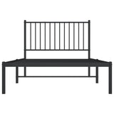ZNTS Metal Bed Frame without Mattress with Headboard Black 100x190cm 350858