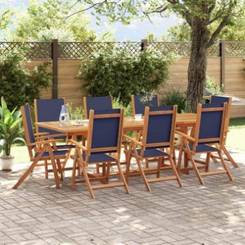 ZNTS 9 Piece Garden Dining Set Solid Wood Acacia and Textilene 3279307