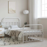 Bed Frame White Powder-Coated Steel Single Bed Frame 352639