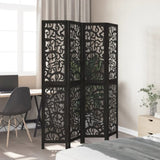 Room Divider 4 Panels Black Solid Wood Paulownia 358755