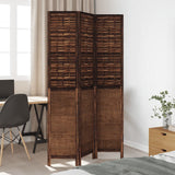 Room Divider 3 Panels Dark Brown Solid Wood Paulownia 358703
