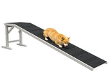 Pet Ramp for Dogs with Non-Slip Carpet and Top Platform - White & Grey T3398P425259