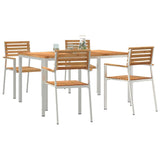 Garden Dining Set 5 pcs Solid Teak Wood and Stainless Steel 3334783