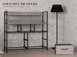 Rustic Chest of Seven Fabric Drawers - Grey Wood Effect T3398P330513
