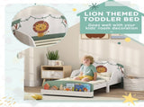 Toddler Bed with Storage, Guardrails, Lion Design, for Ages 3-8 Years, Fits 140 x 70cm Mattress, T3398P422138