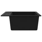 ZNTS Granite Kitchen Sink Single Basin Black 142954