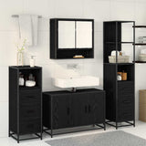 Bathroom Furniture Set 4 pcs Black Oak Engineered Wood 3402341