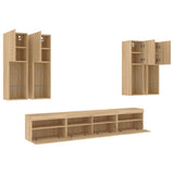 7 Piece TV Wall Cabinet Set with LED Lights Sonoma Oak 3216773