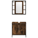 2 Piece Bathroom Furniture Set Smoked Oak Engineered Wood 3214722
