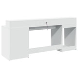 Desk with LED Lights White 200x55x91 cm Engineered Wood 3309438