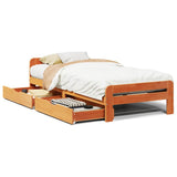 ZNTS Bed frame without Mattress Wax Brown 90x200 cm Solid Wood Pine 3309049