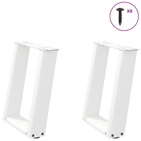 ZNTS Coffee Table Legs U-Shaped 2 pcs White 28x cm Steel 4012757