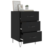 ZNTS Bedside Cabinet Black 40x40x66 cm Engineered Wood 827653