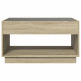 ZNTS Coffee Table with Infinity LED Sonoma Oak 90x50x50 cm 847667