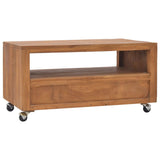 TV Cabinet with Wheels 80x50x42 cm Solid Teak Wood 326130