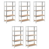 5-Layer Heavy-duty Shelves 5 pcs Silver Steel&Engineered Wood 271518