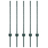 Fence Posts Height Adjustable 5 pcs Green 80 cm Steel 42006262