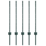 Embedded Fence Post 5 pcs Green 120 cm Powder-Coated Steel 42006262