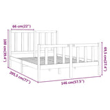 Bed Frame without Mattress 140x190 cm Solid Wood Pine 3106683