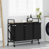 Laundry Basket 3 Compartments with Wheels Sonoma Oak 859091