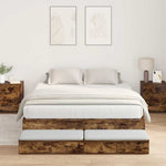 Storage Bed Frame with Drawer Smoked Oak 236.5 x 140 x 31.5 cm 3335641