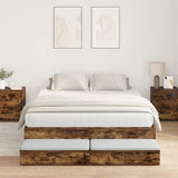 Storage Bed Frame with Drawer Smoked Oak 236.5 x 140 x 31.5 cm 3335641
