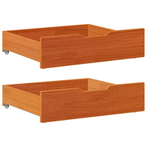 ZNTS Under-Bed Drawers 2 pcs Wax Brown 75x55x17 cm Solid Wood Pine 850934