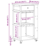 Kitchen Trolley with Wheels Natural 47.5 x 36 x 83 cm Bamboo 42028292