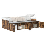 Storage Bed Frame Smoked oak 100 x 200 cm Engineered wood 3335185