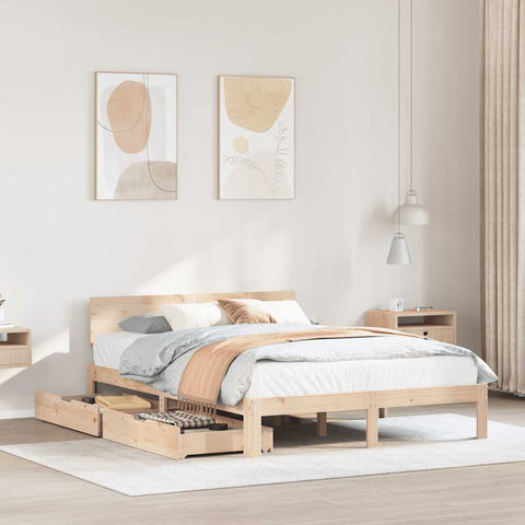 ZNTS Bed Frame with Drawers without Mattress 120x190 cm Small Double 3301972