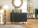Elegant Storage Sideboard - Black/Gold-Tone T3398P343172